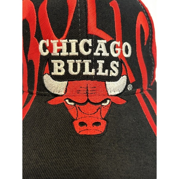 Chicago Bulls Snapback Cap Spell Out Hard to Find Wool Blend Hat AJD 90's - Picture 4 of 16